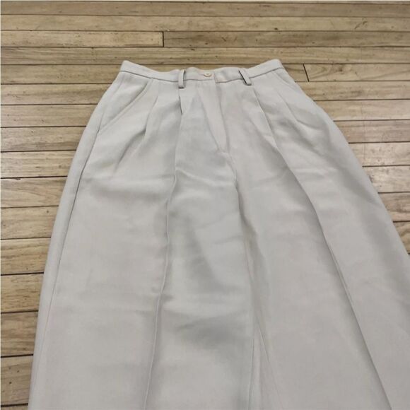 INC International Concepts Pleated Pants Women 8 Wide Cuff Cream High Rise 27x28 - Picture 14 of 16